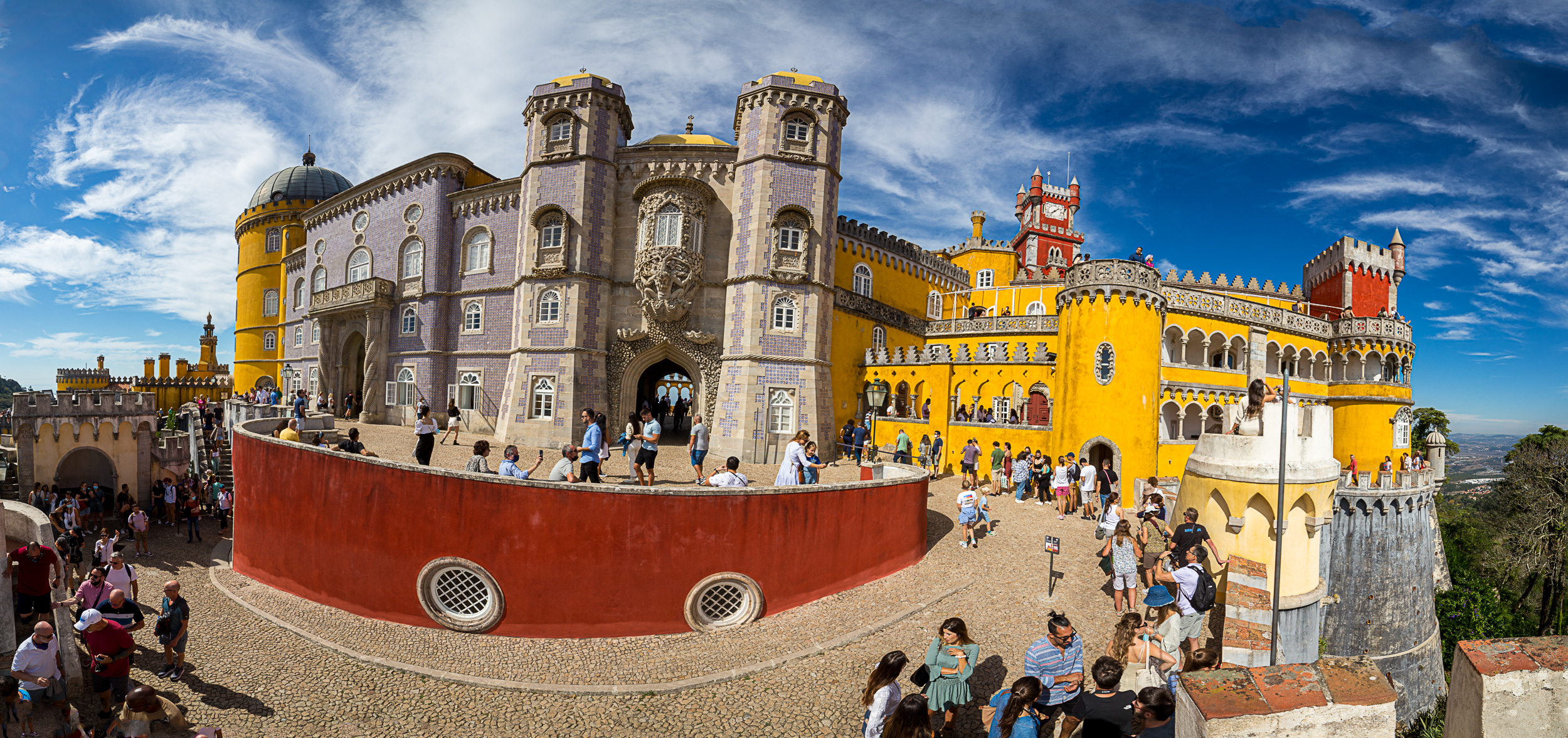 The colorful fairytale-like Palácio Nacional da Pena on a hill in Sintra