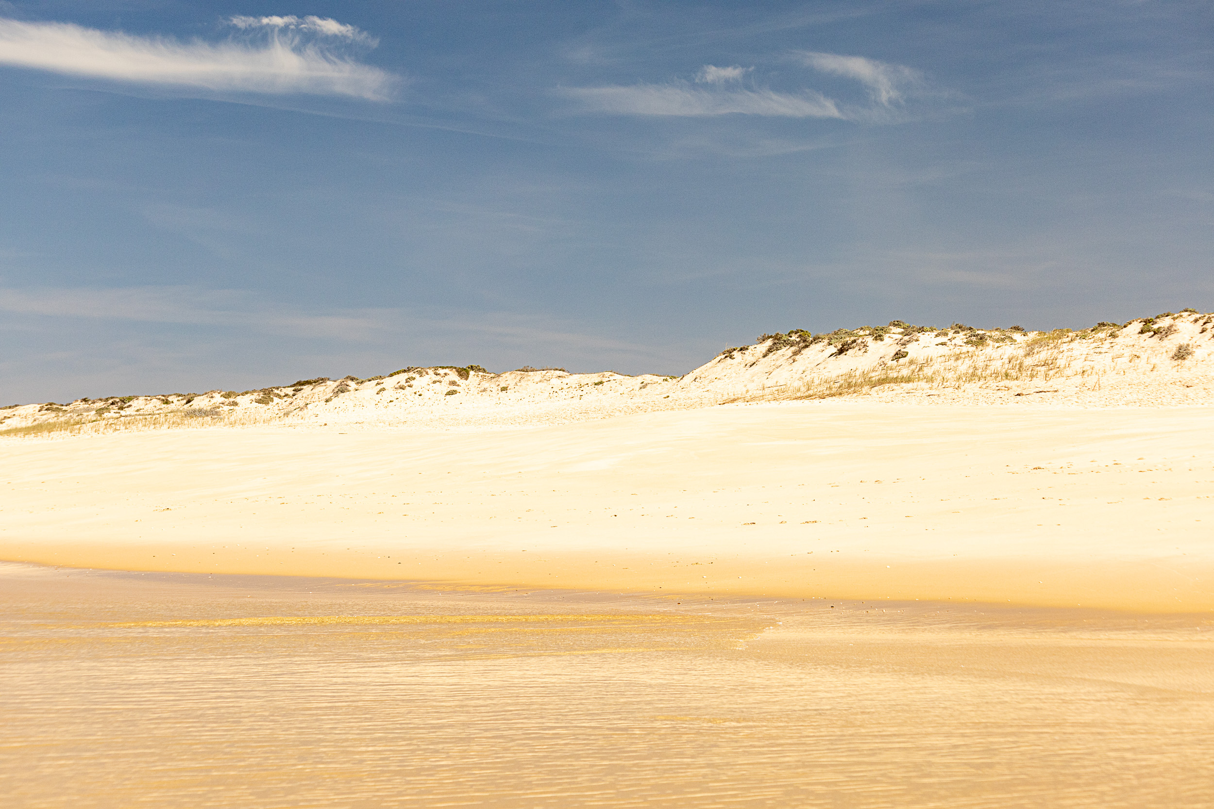 Beautiful, warm light in the late afternoon at Carvalhal beach